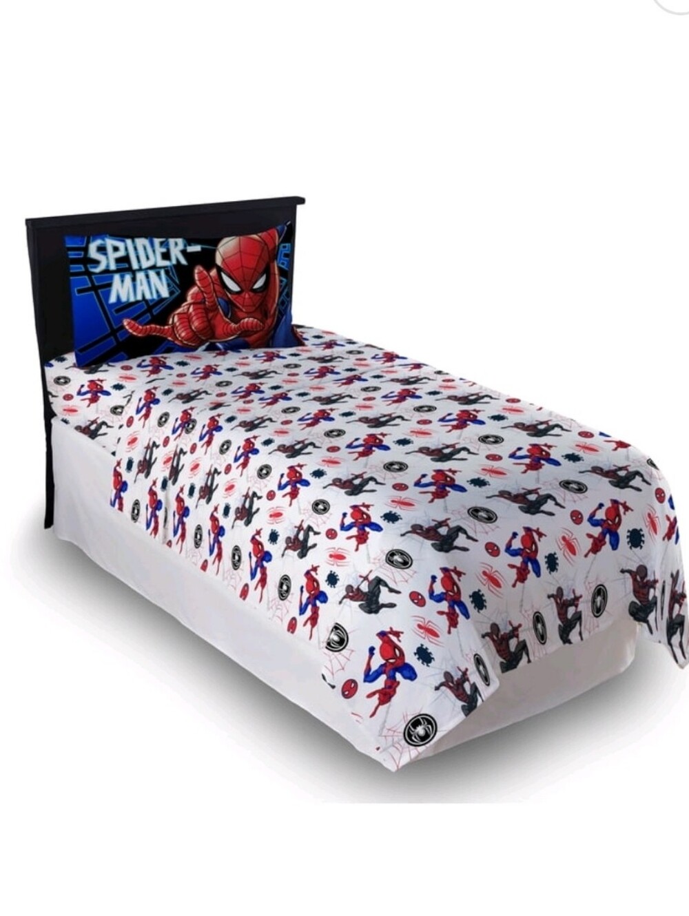 Spider-Man Kids 3-Piece Twin Sheet Set, Microfiber, White, Marvel